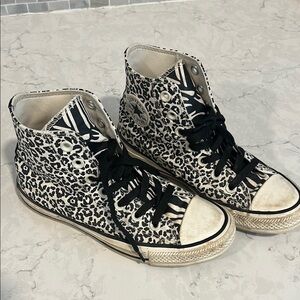 Leopard Print High-Top Sneakers